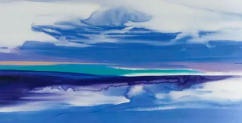 Blue Horizon Watercolor Abstraction