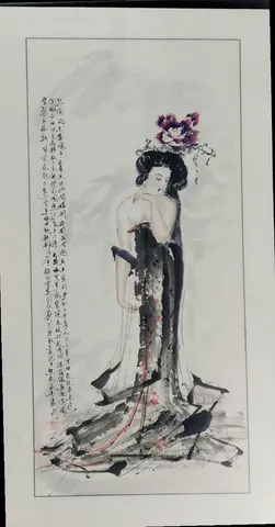 Elegant Lady with Floral Headdress