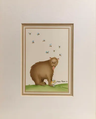 Vintage Bear & Honey I – Jocelyne Forgues (1982)-Lithograph Print