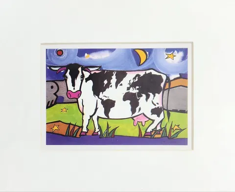 Abstract Cow Under Moonlight - Open Lithograph Print