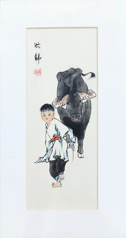 Old Beijing Childhood & Companionship – Series 6 - Chinese Ink Painting (Matted)