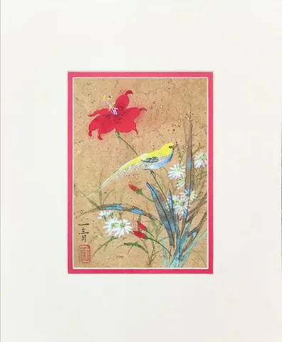 Bird & Floral Harmony 3 – Watercolor & Ink on Paper