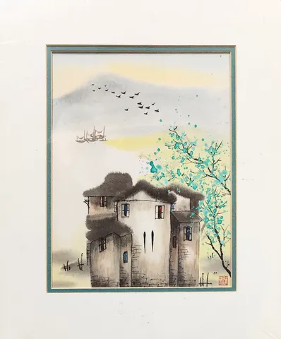 Watercolor Village & Coastal Scene