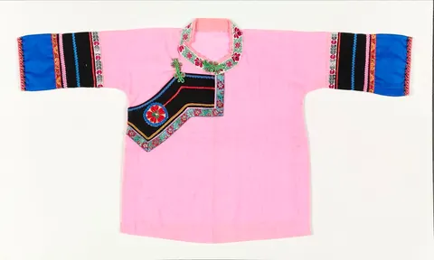 Traditional Hand‑Embroidered Ceremonial Dress - II (Pink Tunic)