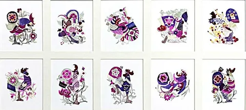 Bird & Floral Motif Collage