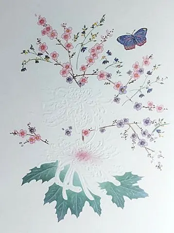 Botanical Embossed Floral Print #04