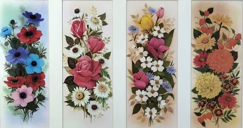 Botanical Embossed Floral Panel Set (4 Panels)