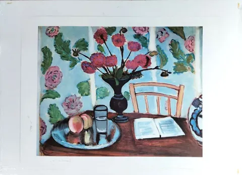 Still Life, Bouquet of Dahlias and White Book