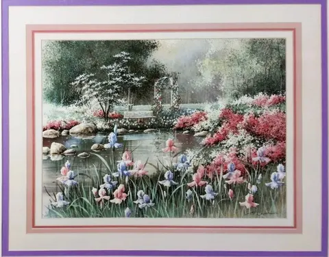 Garden Pond with Bridge