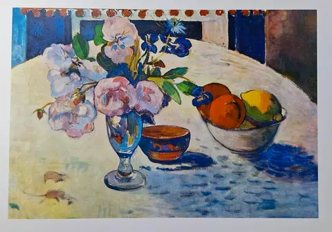 Flowers and a Bowl of Fruit on a Table (1894)