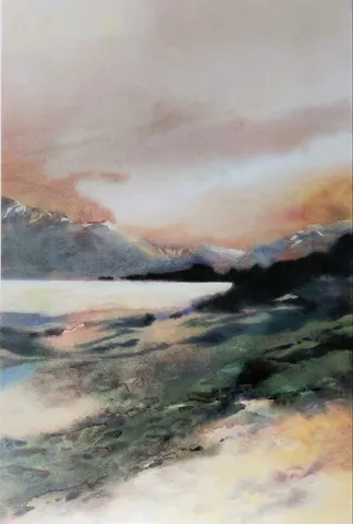 Lake Landscape Watercolor