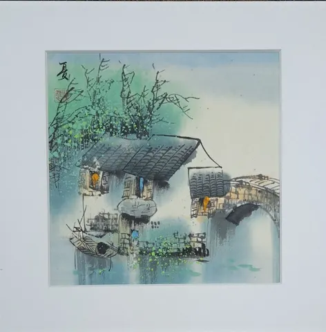 Stone Bridge Riverside I – Watercolor Painting