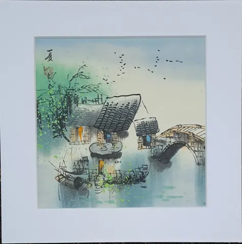 Stone Bridge Riverside II – Watercolor Painting