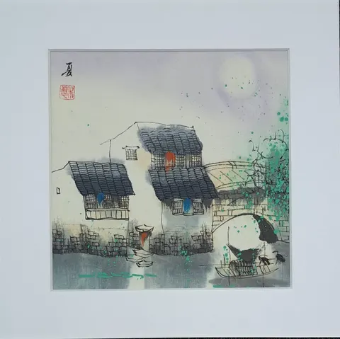 Stone Bridge Riverside III – Watercolor Painting (Promotion)