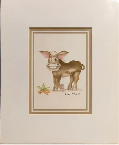 Vintage Donkey & Plant I – Jocelyne Forgues (1982)-Lithograph Print