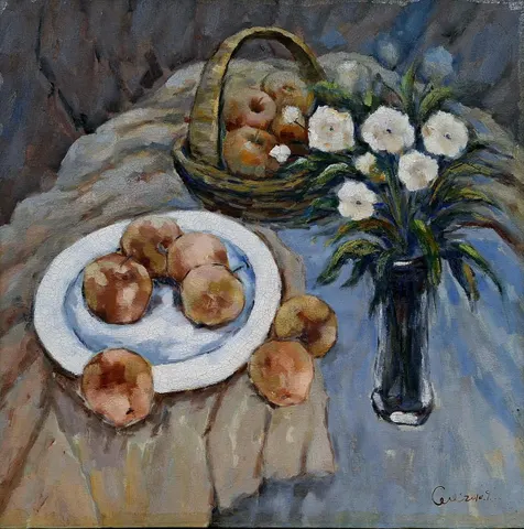Classic Oil Painting – Fruit & Flower Elegance