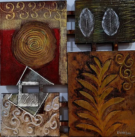 Four‑Panel Abstract Nature Motifs
