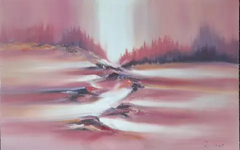 Flowing River of Pink Mist