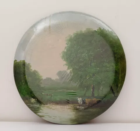 Circular Decorative Vintage Oil Painting Plate 1