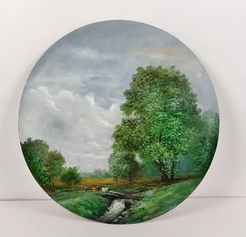 Circular Decorative Vintage Oil Painting Plate 6