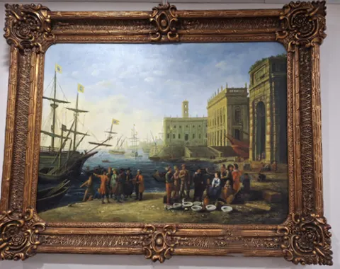 View of a Port with the Capitol (of the City of Rome in Italy)