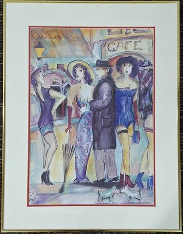 Framed Lithograph Reproduction Printing - Cafe Rendezvous