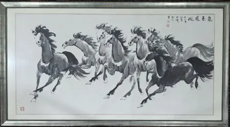 Frame Chinese Ink Painting - Running Horses