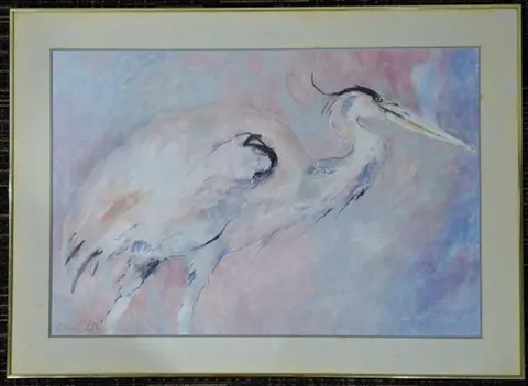 Framed Lithograph Reproduction Print - White Heron Dream