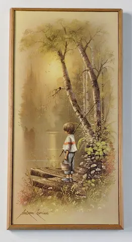 Lakeside Fishing – Lithograph Print