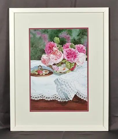 Roses in Glass Bowl, Limited Edition Lithograph  35/500