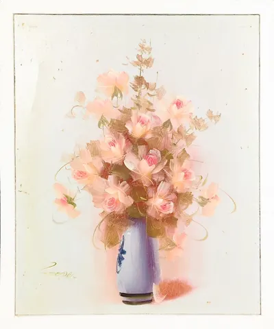 Bouquet of Pink Roses in Vase