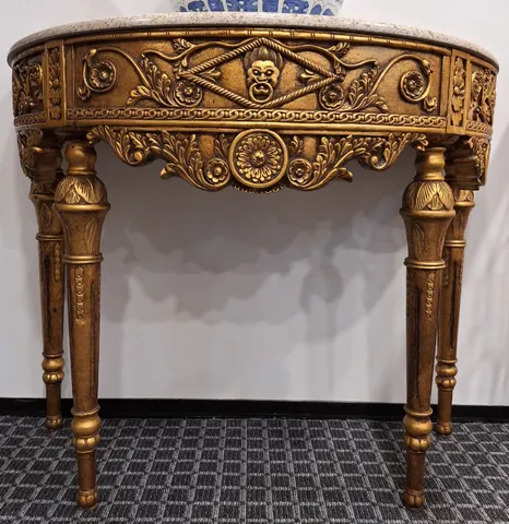 Ornate Gold Console Table with Granite Top -3