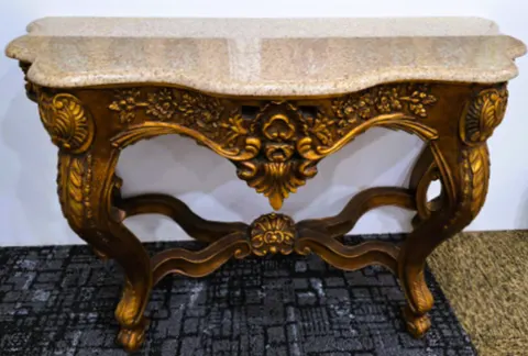 Ornate Gold Console Table with Granite Top -5