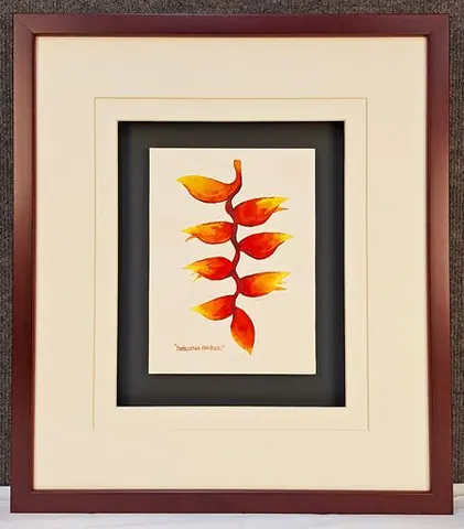 Watercolor Botanical – Heliconia Rostrata by Kim Peng (Framed)