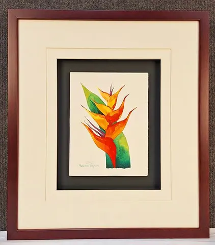 Watercolor Botanical – Heliconia Purpurea by Kim Peng (Framed)