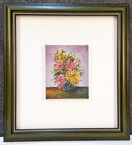 Framed Floral Oil Painting - Blooming Warmth