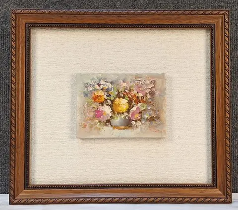 Framed Floral Oil Painting - Floral Mosaic