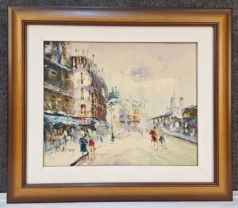 Framed Oil Painting of Parisian Street Scene II