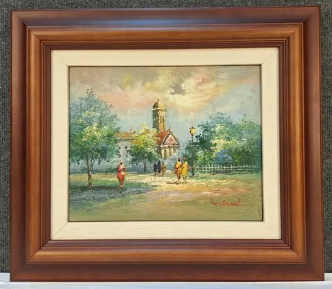 Framed Oil Painting Paris Scene - Stone Stillness