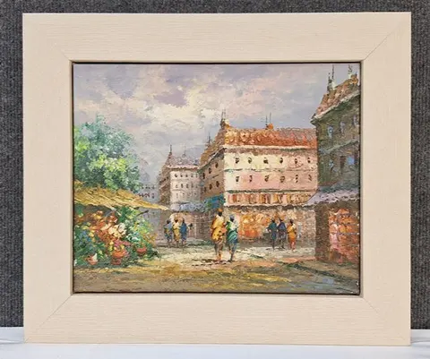 PROMORM180 Framed Oil Painting - Golden Hour by the Canal
