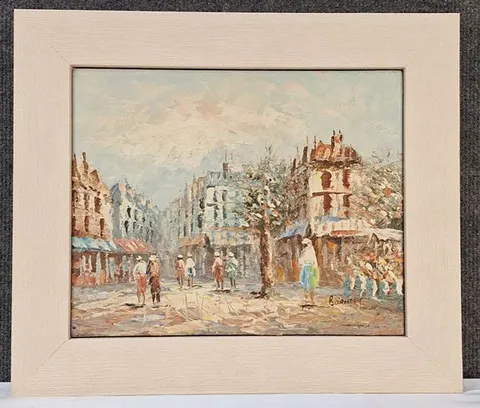 PROMORM180 Framed Oil Painting Sunlit Street of the Past