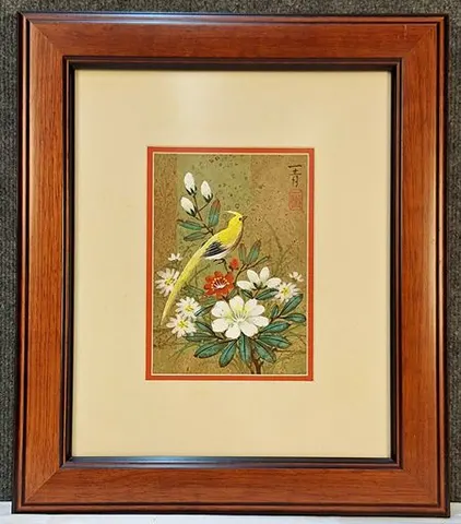 PROMORM75 Framed Watercolor painting - Golden Songbird