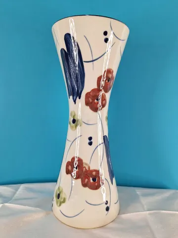 Hand-Painted Ceramic Vase with Abstract Floral Design