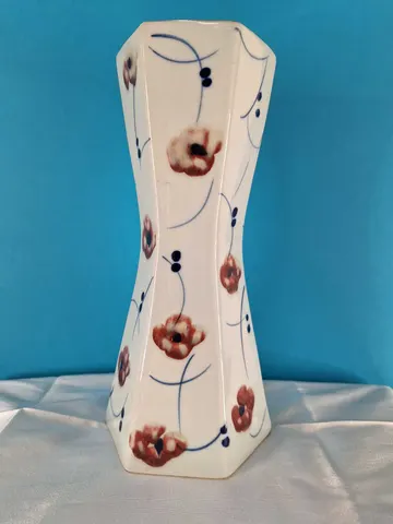 Hand-Painted Ceramic Vase with Abstract Floral Design