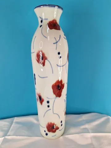 Hand-Painted Ceramic Vase with Abstract Floral Design
