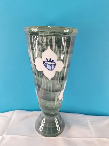 Hand-Painted Ceramic Vase with Floral Motif