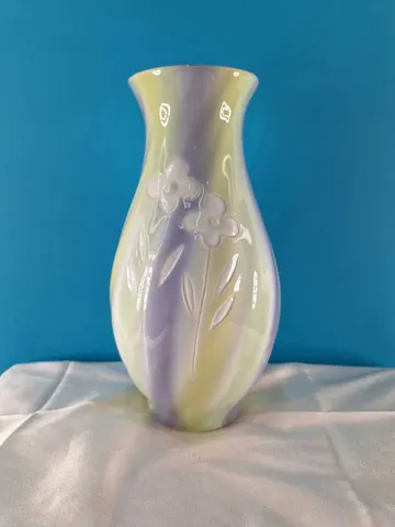 Vintage Chinese Multicolored Ceramic Vase with Floral Design