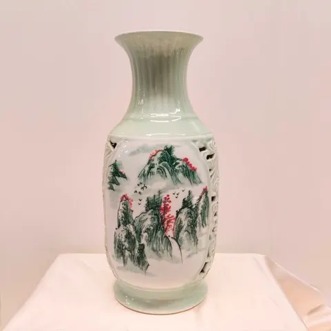 Chinese Ceramic Vase in White Landscape Decoration