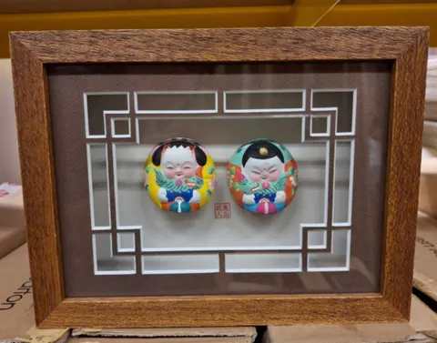 Huishan Clay Figurines "Da A Fu" Shadow Box
