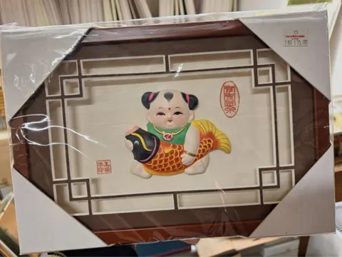 Huishan Clay Figurines "Da A Fu" Shadow Box